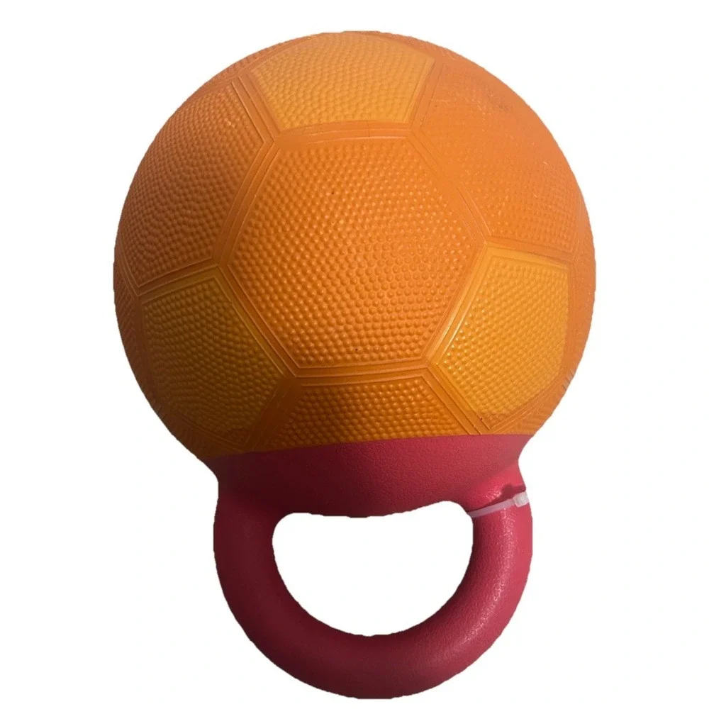 Leaps & Bounds Orange Soccer Ball Dog Toy with Handle, Medium